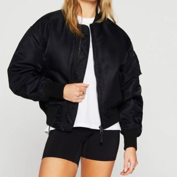 Fabletics Bomber Winter Coat Black Lightweight Oversized Short Puffer Jacket. - Picture 2 of 16